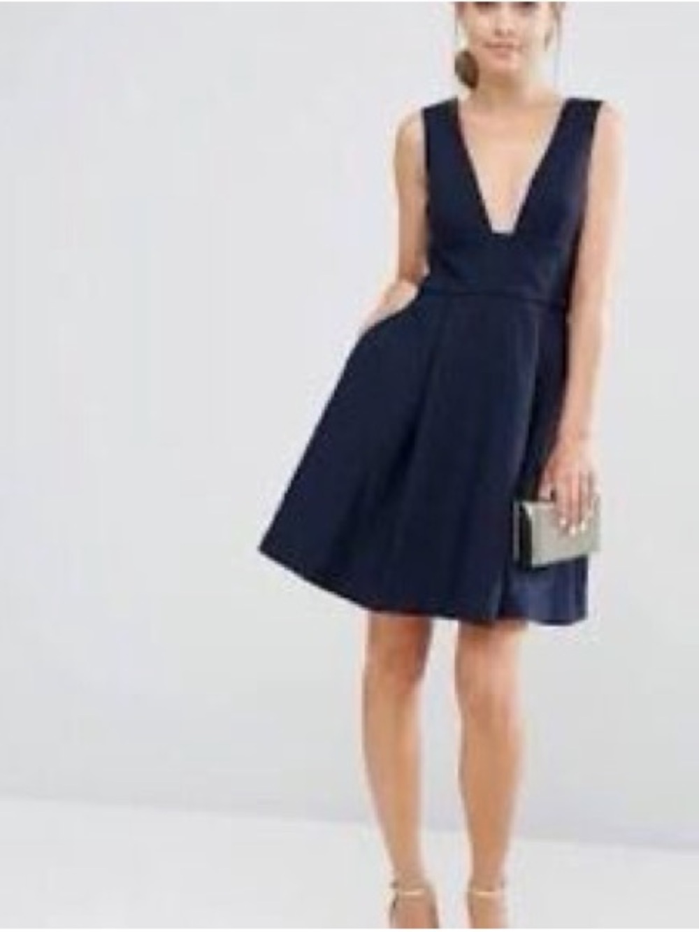 KEEPSAKE the Label Navy Deep V Fit & Flare Mini Dress